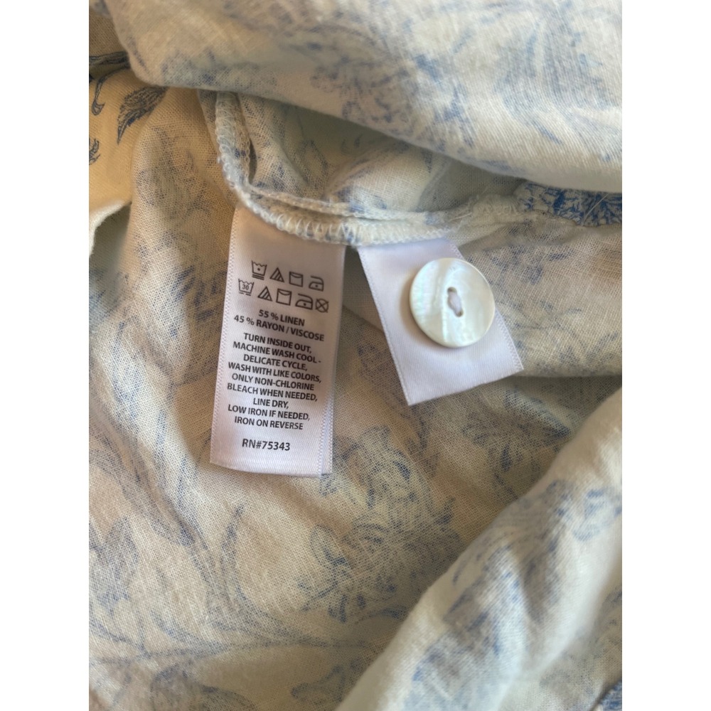 Laura Ashley Blue Botanical Linen Blend Tunic 1X Cottagecore Vintage Inspired - Picture 7 of 11